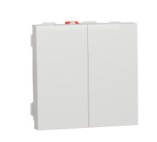 Выключатель 2-Клавишная Схема 5, 10А, 2 Модуля Белый